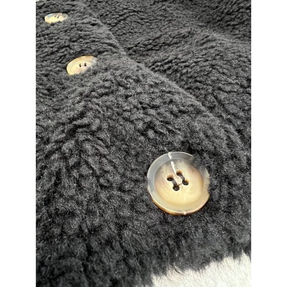 NWT Vero Moda Size M Amanda Faux Fur Teddy Jacket Black Button Front - Picture 13 of 14